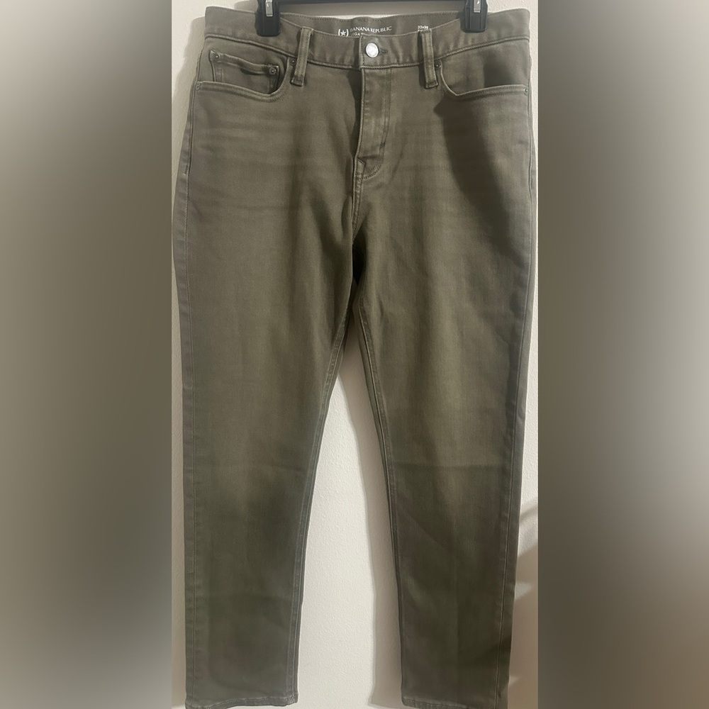 Banana Republic - Men's Skinny Stretch Travel Jeans, Olive, Size 32x30 Slim Fit